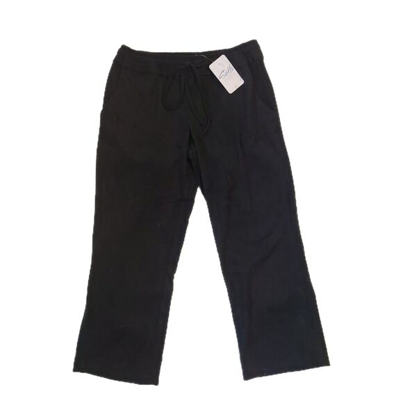 Drew NEW $266 Corey Black Ultra Luxe Ruffle Accent Crop Pants, Size M (8-10) - Picture 1 of 9